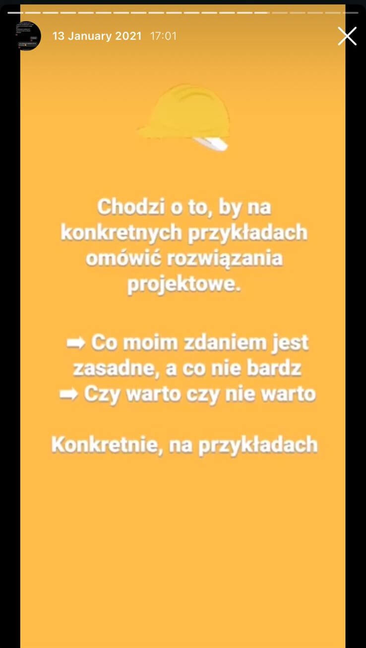 zrzut ekranu z relacji na Instagramie