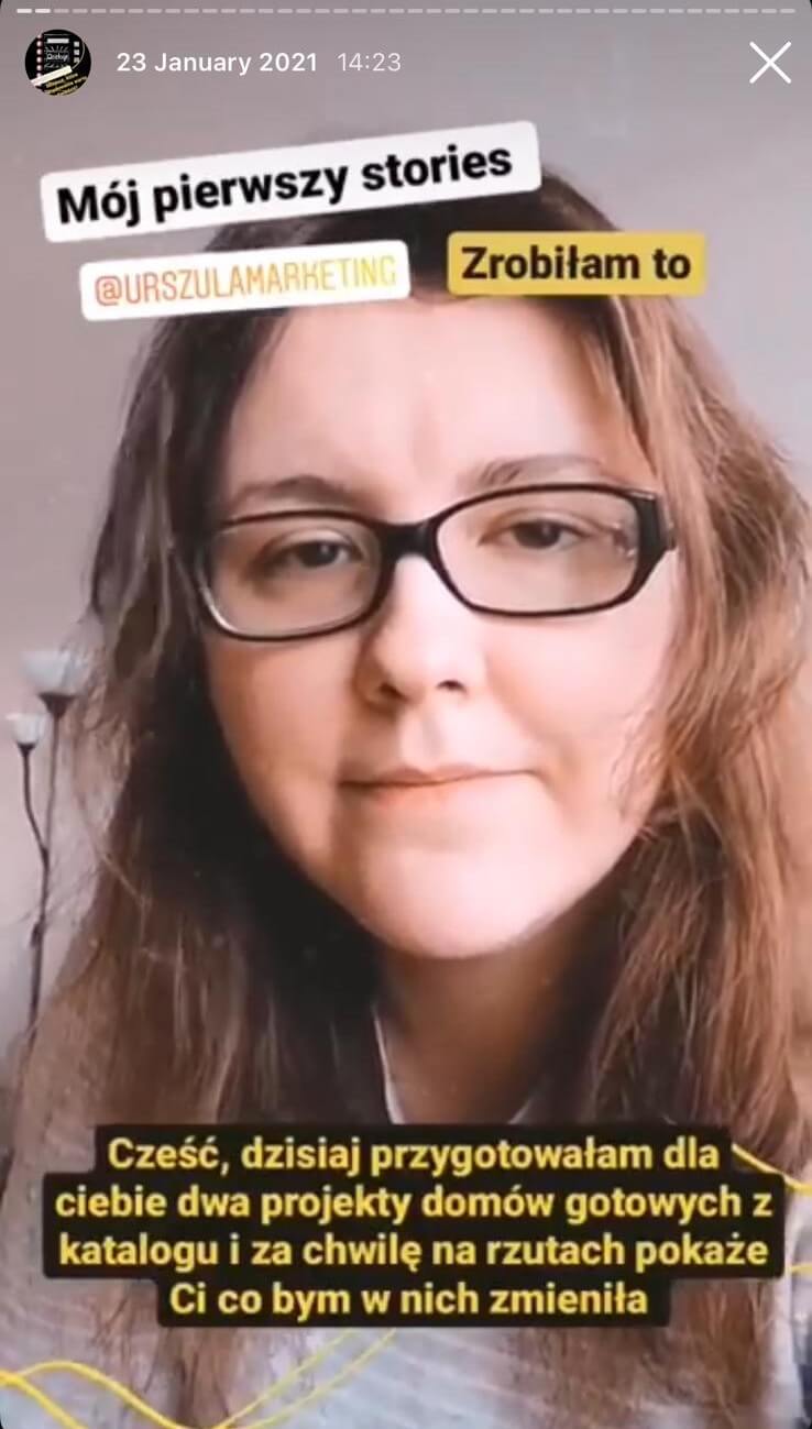 zrzut ekranu z relacji na Instagramie - pierwsza analiza projektów
